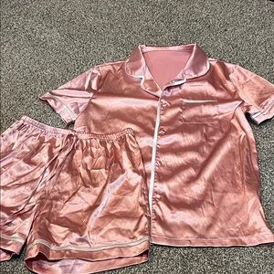 Pink Satin Pajama Set